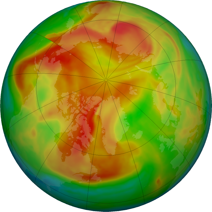 Arctic ozone map for 08 April 2023
